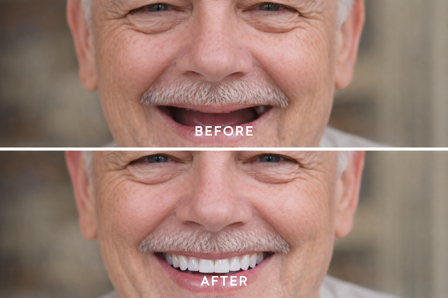 Implant restoration before and after