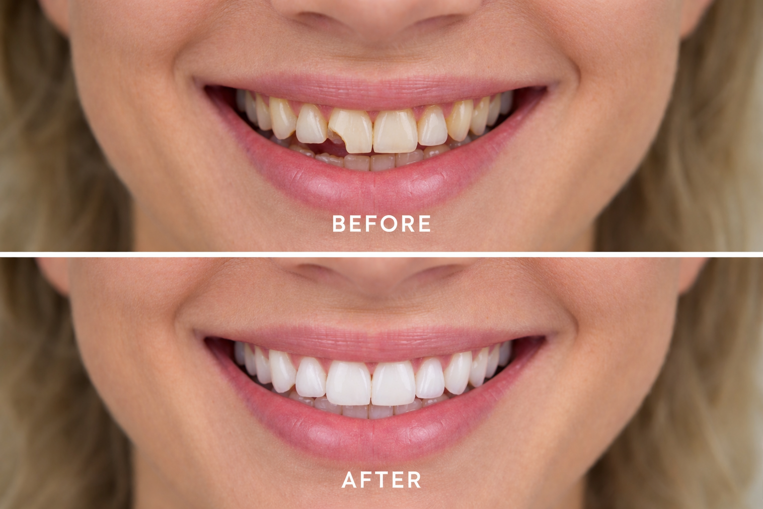 Smile makeover before and after